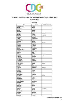 liste d`admission du concours R&eacute;dacteur territorial