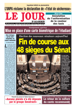 Mardi 29 12 15 - Le Jour d`Alg&eacute;rie
