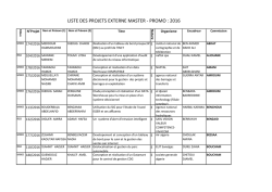 LISTE DES PROJETS EXTERNE MASTER