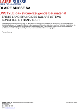 SOLAIRE SUISSE SA SUNSTYLE das stromerzeugende Baumaterial