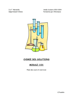 CHIMIE DES SOLUTIONS MODULE 1101