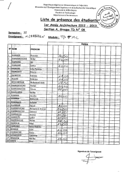 Liste de pr&eacute;sence des &eacute;tudiant 5o .00 oo - E