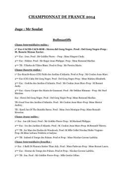 CHAMPIONNAT DE FRANCE 2014 Juge : Mr Soulat