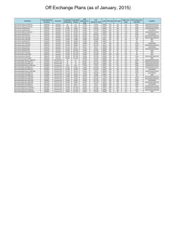 Off Exchange Plans (as of January, 2015)