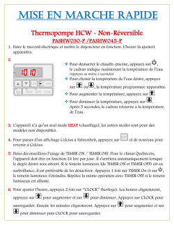 Mise en Marche Rapide - Thermopompe HCW
