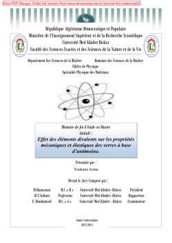 Effet des &eacute;l&eacute;ments divalents sur les propri&eacute;t&eacute;s