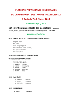 PLANNING PREVISIONNEL DES PASSAGES DU CHAMPIONNAT