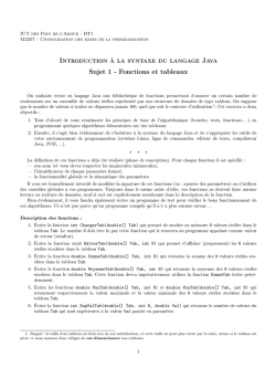 Introduction &agrave; la syntaxe du langage Java Sujet 1