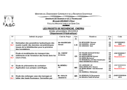 BOUDIAF LES PROJETS DE RECHERCHE CNEPRU Année