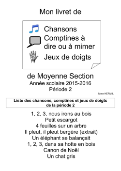 Mon livret de Chansons Comptines &agrave; dire ou &agrave; mimer Jeux de doigts