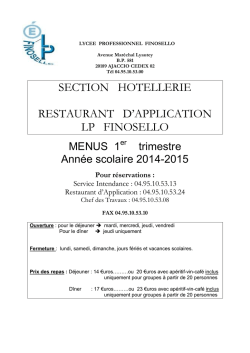 Prix des repas - LP Finosello