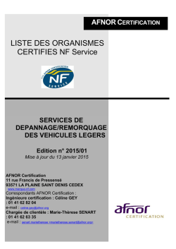 LISTE DES ORGANISMES CERTIFIES NF Service