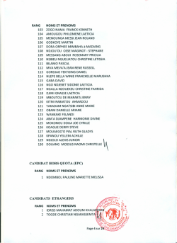 RANG NOMS ET PRENOMS CANDIDAT HORS QUOTA (EPC