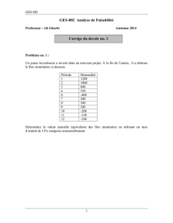 GES-802 Analyse de Faisabilité Corrige du devoir no. 1