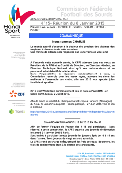N&deg;15- R&eacute;union du 8 Janvier 2015