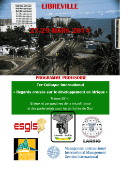LIBREVILLE 27-29 MARS 2014 Ier Colloque International
