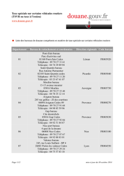 la liste des bureaux de douane TVR