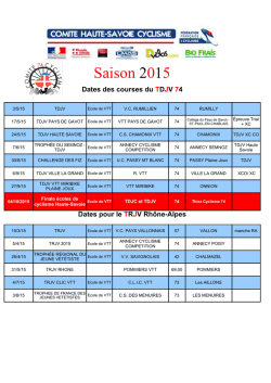 Calendrier VTT Jeunes 2015 - Le comit&eacute; d&eacute;partemental de cyclisme
