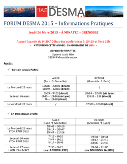 FORUM DESMA 2015 &ndash; Informations Pratiques