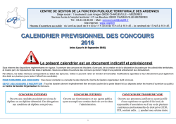 CALENDRIER PREVISIONNEL DES CONCOURS 2016