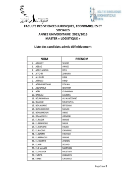 LOGISTIQUE - Facult&eacute; des Sciences Juridiques Economiques et