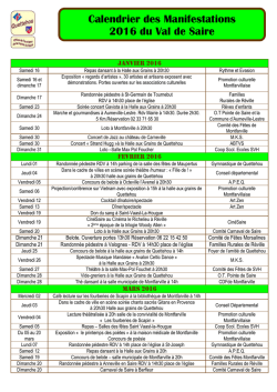 Calendrier des Manifestations 2016x
