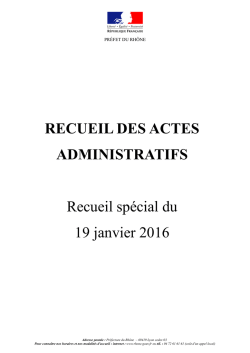 RECUEIL DES ACTES ADMINISTRATIFS Recueil spécial du 19