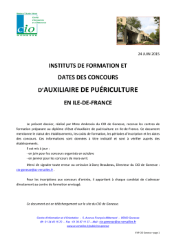 Dates des concours d`entr&eacute;e en formation d`Auxiliaire de pu&eacute;riculture