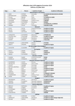 Affectation des IA IPR stagiaires Promotion 2014 CAPN - SNPI-FSU