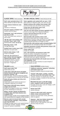 my way special tapas / tapas sp&eacute;ciales my way salads/ salades