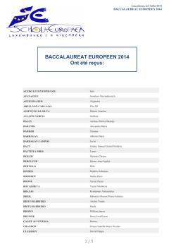BACCALAUREAT EUROPEEN 2014 Ont &eacute;t&eacute; re&ccedil;us:
