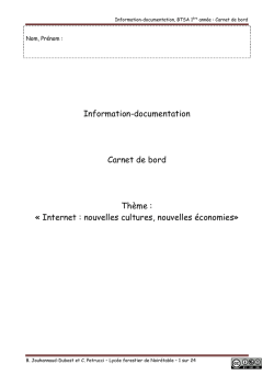 carnet de bord BTSA 1&egrave;re ann&eacute;e 2014 2015.