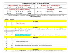CALENDRIER 2014-2015 - HORAIRE R&Eacute;GULIER