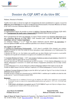 Dossier du CQP AMT et du titre IBC