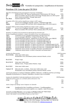Preisliste CH/ Liste des prix CH 2014