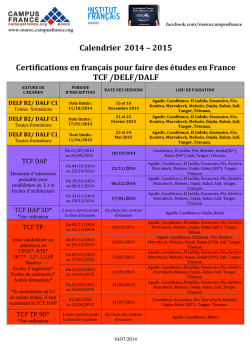 Calendrier final DELF DALF TCF 2014 2015
