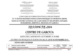 Centre de Garoua Liste des candidats MEPS