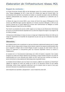 ~Elaboration infrastructure r&eacute;seau de la M2L SISR