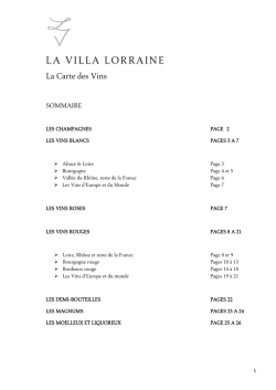La carte des vins - La Villa Lorraine