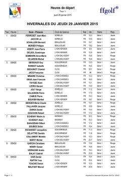 HIVERNALES DU JEUDI 29 JANVIER 2015