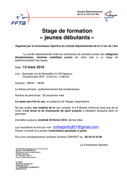 13 MARS Stage de formation « jeunes débutants » organisé par le