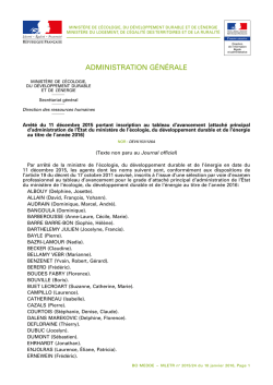 Arr&ecirc;t&eacute; du 11 d&eacute;cembre 2015 - Bulletin Officiel