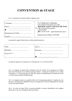 Convention de Stage Troisi&egrave;me - Rocroy Saint