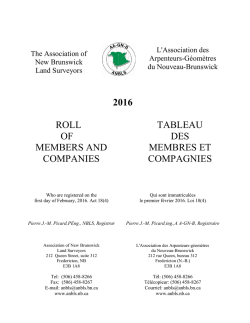 Roll Book - The Association of New Brunswick Land Surveyors
