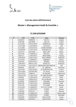 Liste des admis d&eacute;finitivement