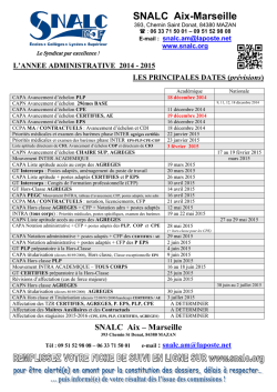 Calendrier administratif prévisionnel 2014-2015