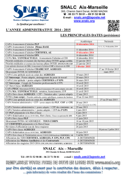Calendrier administratif pr&eacute;visionnel 2014-2015