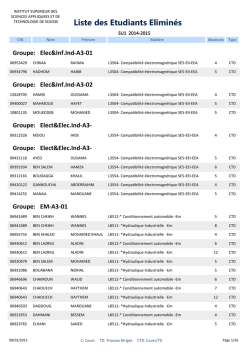 Liste des Etudiants Elimin&eacute;s (Session Principale Janvier 2015)