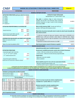 Bar&egrave;me des cotisations et prestations