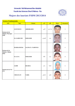 Majors FSDM 2013-2014 - Faculté des sciences Dhar El Mahraz